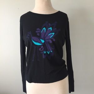 Black sweater with a peacock!